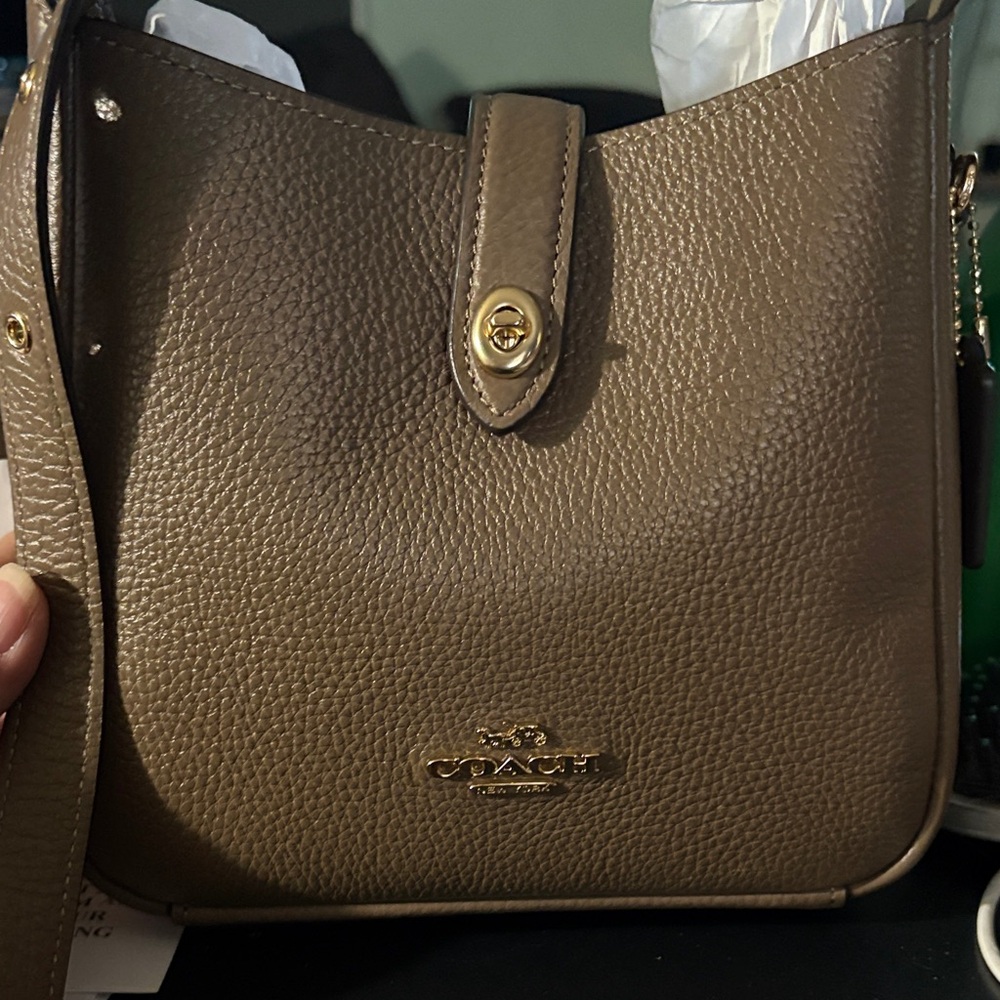 Coach Taupe Leather Crossbody Bag